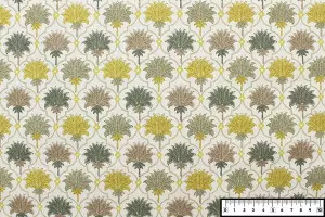 TISSU COTON FLORAL LOTUS VERT