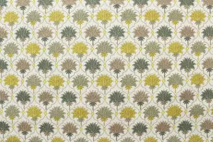 TISSU COTON FLORAL LOTUS VERT