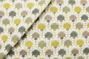 TISSU COTON FLORAL LOTUS VERT