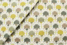 TISSU COTON FLORAL LOTUS VERT