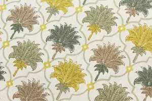 TISSU COTON FLORAL LOTUS VERT