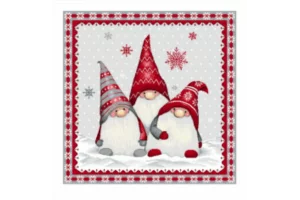 CARRÉ DÉCO VINTAGE ARGENTÉ NOEL GNOMES