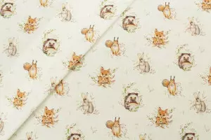 TISSU COTON ANIMAUX D'AUTOMNE