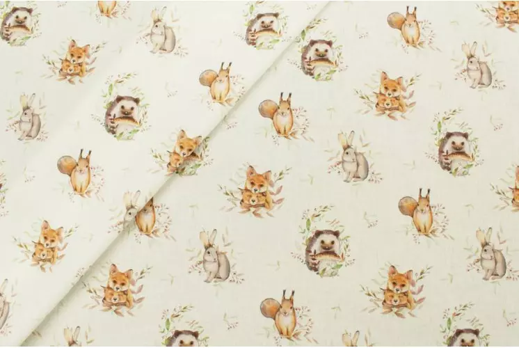 TISSU COTON ANIMAUX D'AUTOMNE