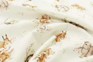 TISSU COTON ANIMAUX D'AUTOMNE