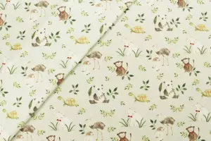 TISSU COTON PANDAS FEUILLES