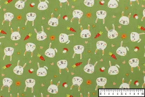 TISSU COTON LAPINOU CAROTTES VERT