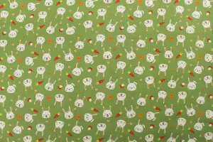 TISSU COTON LAPINOU CAROTTES VERT