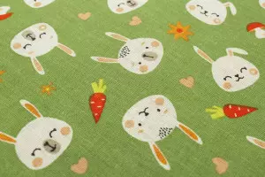 TISSU COTON LAPINOU CAROTTES VERT