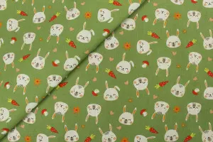 TISSU COTON LAPINOU CAROTTES VERT