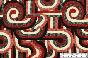 TISSU JACQUARD MELI-MELO RÉTRO ROUGE