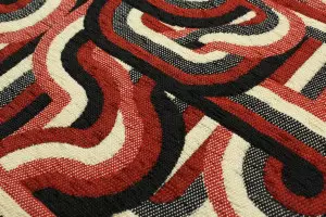 TISSU JACQUARD MELI-MELO RÉTRO ROUGE