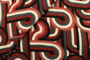 TISSU JACQUARD MELI-MELO RÉTRO ROUGE