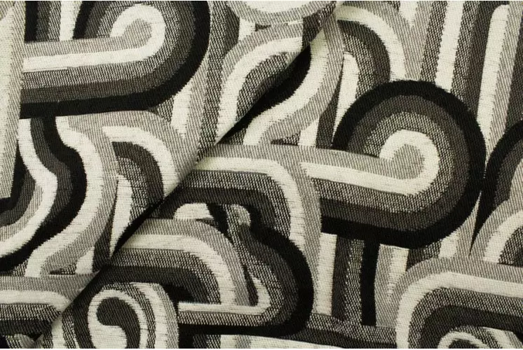 TISSU JACQUARD MELI-MELO RÉTRO NOIR