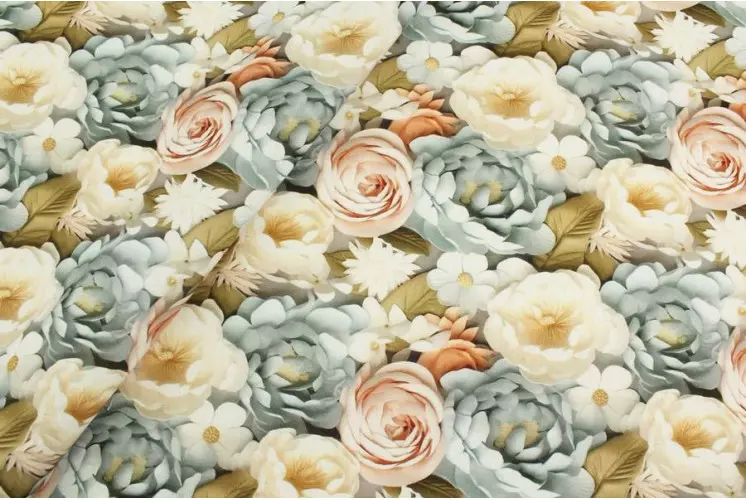 TISSU COTON GROSSES FLEURS 3D