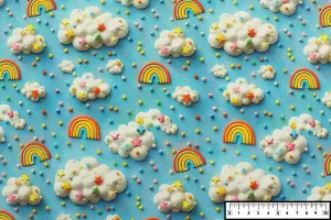 TISSU COTON NUAGE ARC-EN-CIEL 3D