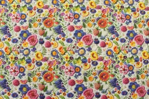 TISSU COTON PETITES FLEURS MULTICOLORES 3D