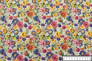 TISSU COTON PETITES FLEURS MULTICOLORES 3D