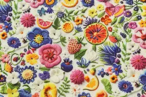 TISSU COTON PETITES FLEURS MULTICOLORES 3D