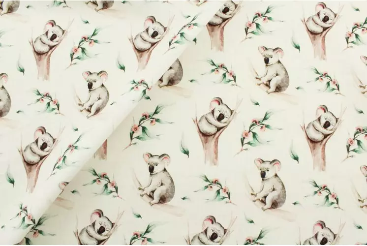 TISSU COTON KOALA ARBRE