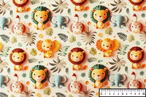 TISSU COTON ANIMAUX SAVANE 3D