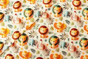 TISSU COTON ANIMAUX SAVANE 3D