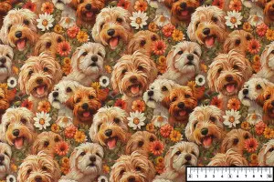 TISSU COTON CHIEN YORK FLEURS 3D