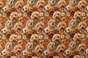 TISSU COTON CHIEN YORK FLEURS 3D