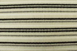 TISSU JACQUARD ZIG ZAG ETHNIQUE NOIR/GRIS