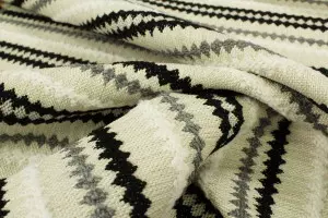 TISSU JACQUARD ZIG ZAG ETHNIQUE NOIR/GRIS