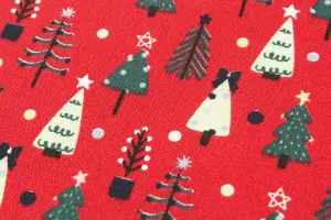 TISSU COTON NOEL PETITS SAPINS ROUGE