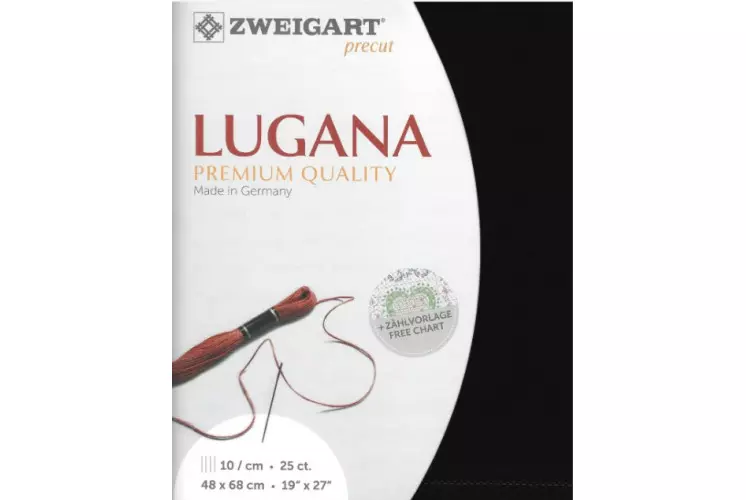 TOILE PRECUT LUGANA ZWEIGART 48 X 68 CM NOIR