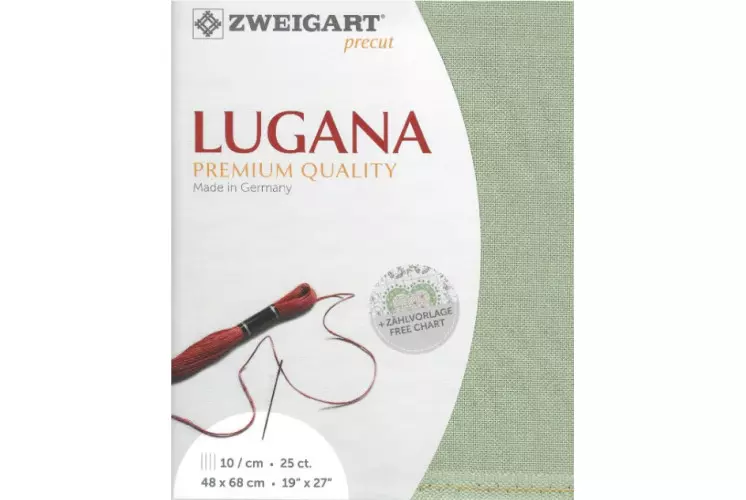 TOILE PRECUT LUGANA ZWEIGART 48 X 68 CM SAUGE