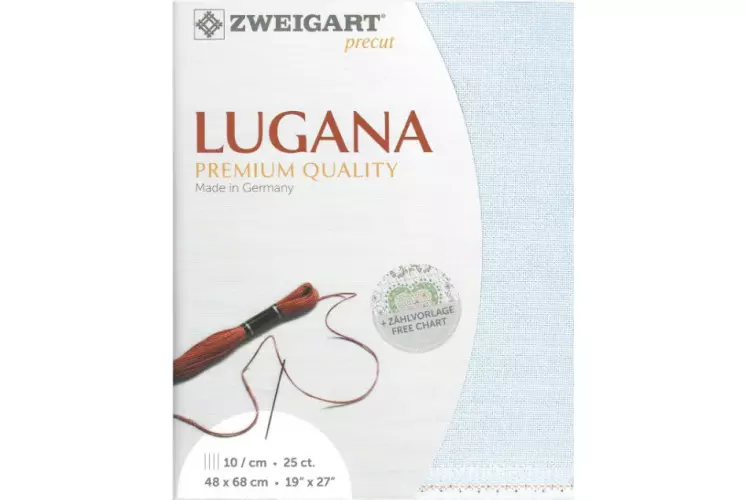 TOILE PRECUT LUGANA ZWEIGART 48 X 68 CM CIEL