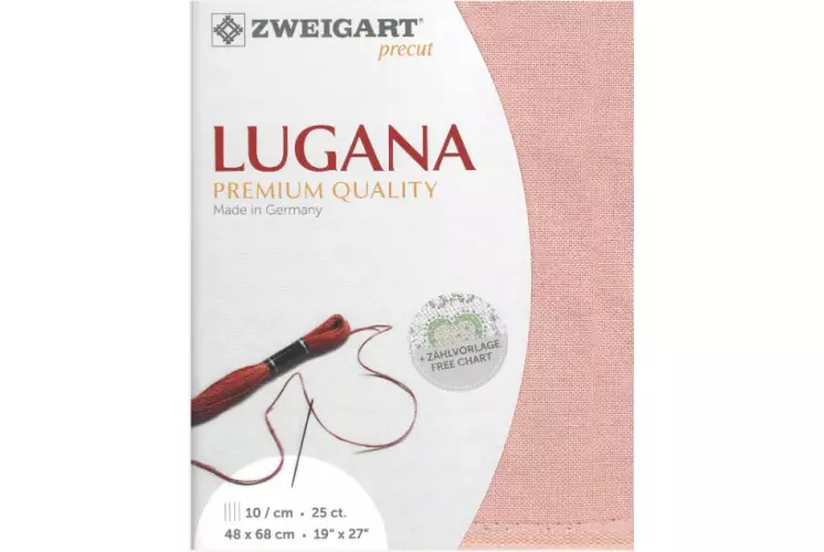 TOILE PRECUT LUGANA ZWEIGART 48 X 68 CM VIEUX ROSE