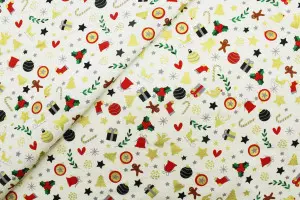 TISSU COTON OBJETS DE NOEL BLANC