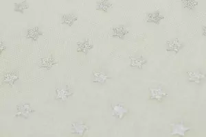 TISSU COTON NOEL ÉTOILES ARGENT