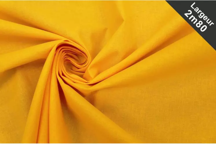 TISSU COTON UNI À DRAP GRANDE LARGEUR JAUNE