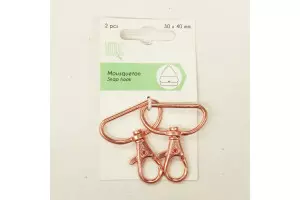 MOUSQUETON SANGLE *2PCES OR ROSE 30 MM