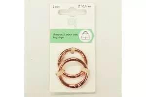 ANNEAUX POUR SAC *2PCES OR ROSE 33,5 MM