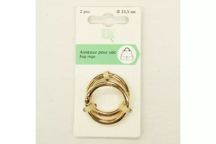 ANNEAUX POUR SAC *2PCES OR 33,5 MM