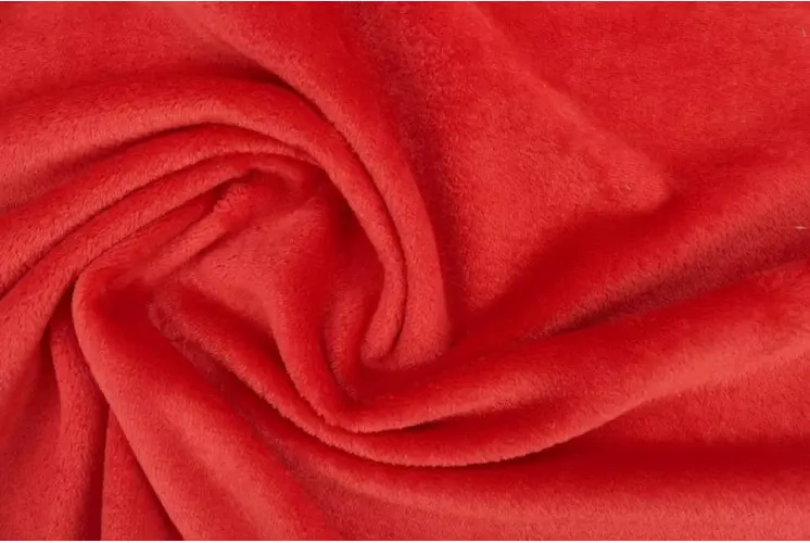 TISSU DOUDOU UNI FIN ROUGE