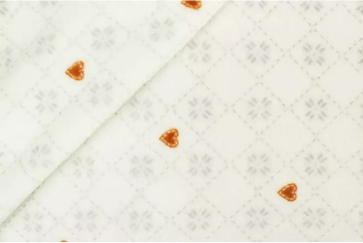 TISSU DOUDOU CROISILLONS COEUR BLANC