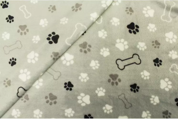 TISSU DOUDOU PATTES OS GRIS