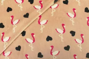 TISSU DOUDOU FLAMANT ROSE COEUR