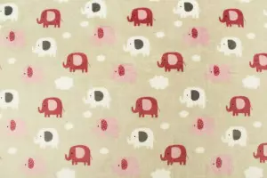 TISSU DOUDOU ELEPHANTS ROSE