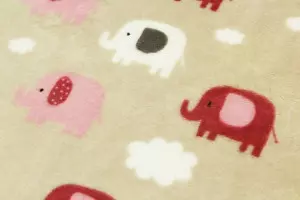 TISSU DOUDOU ELEPHANTS ROSE