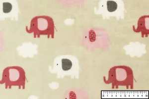 TISSU DOUDOU ELEPHANTS ROSE