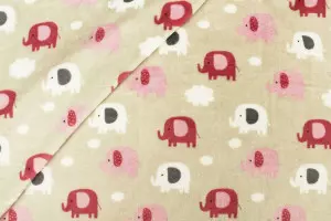 TISSU DOUDOU ELEPHANTS ROSE