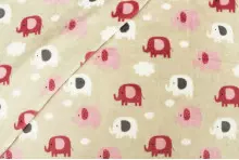 TISSU DOUDOU ELEPHANTS ROSE